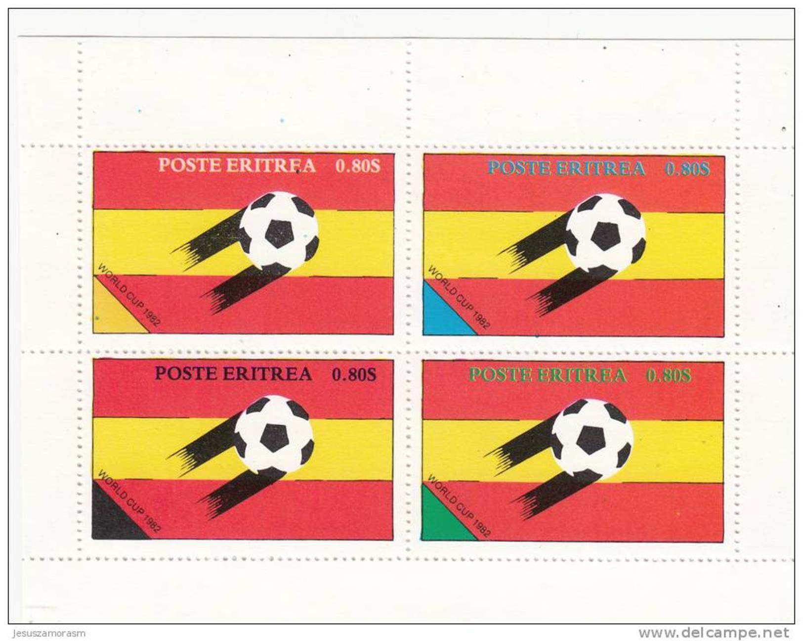 Eritrea Bloque Sellos Futbol 82 - Viñetas De Fantasía