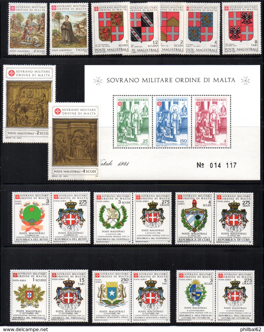 SMOM. Sovrano Militare Ordine Di Malta. Lot De Timbres ** + 1 Bloc Feuillet. - Malte (Ordre De)