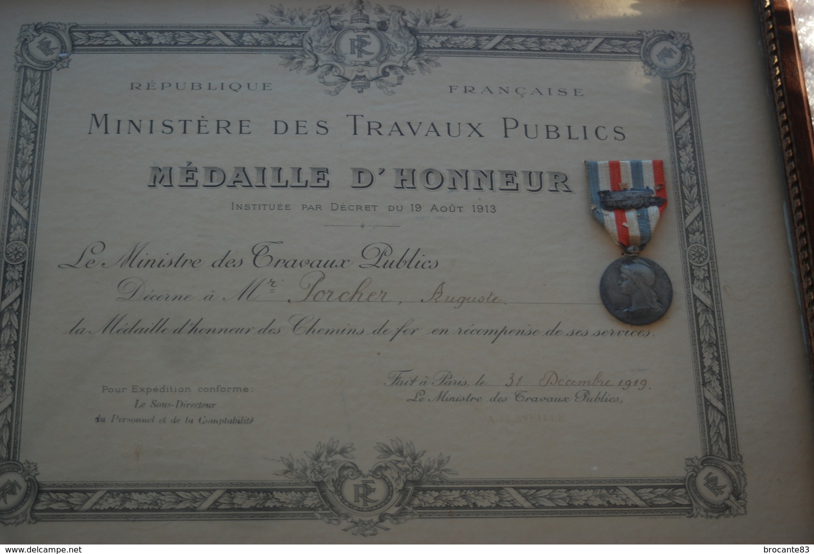 MEDAILLE D'HONNEUR DES CHEMINS DE FER AVEC DIPLOME - France