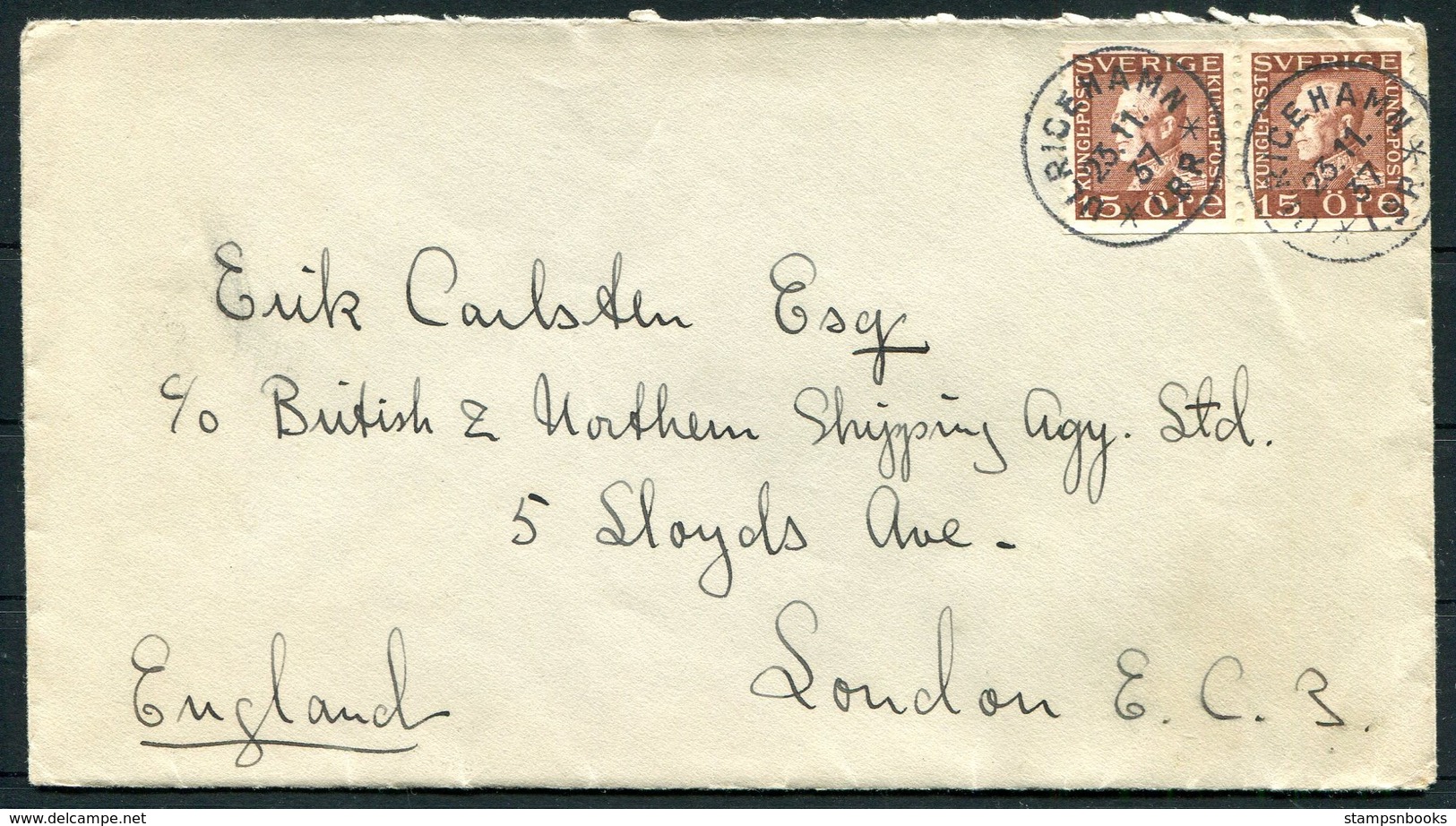 1937 Sweden Ulricehamn Cover - London GB - Covers & Documents