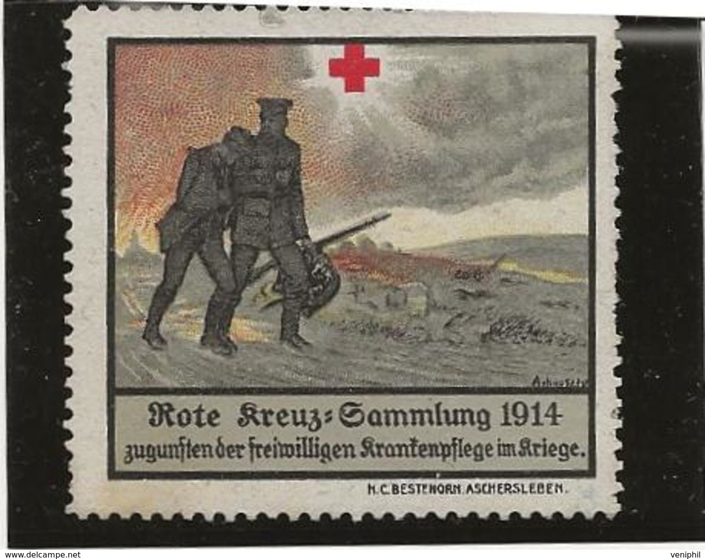 VIGNETTE ALLEMAGNE 1914 -SECOURS AUX BLESSES - - Red Cross