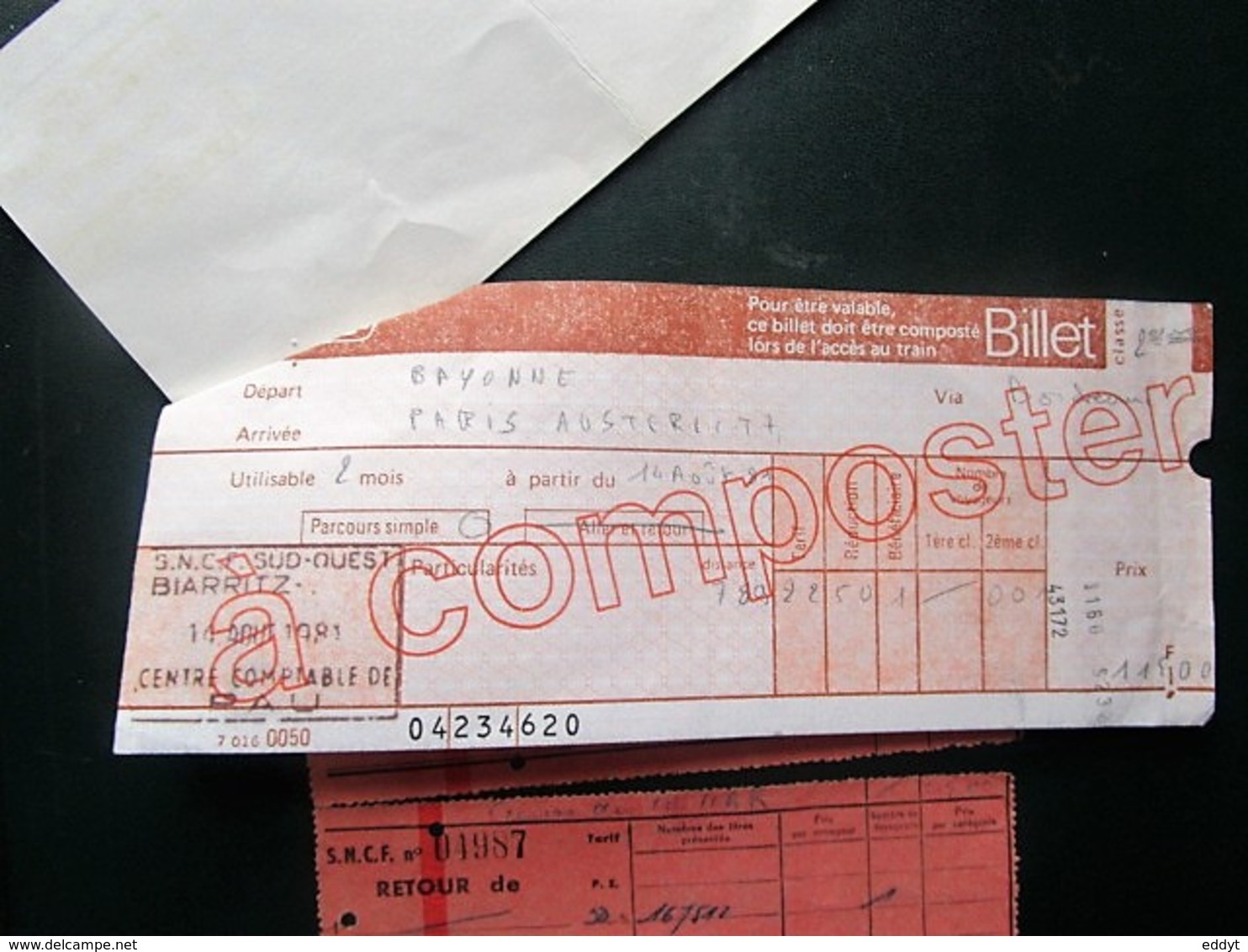 4 BILLETS Tickets De Train - S.N.C.F.  - France - Années 1981/ Et 3 Années 50/66-66 En Rose - Welt