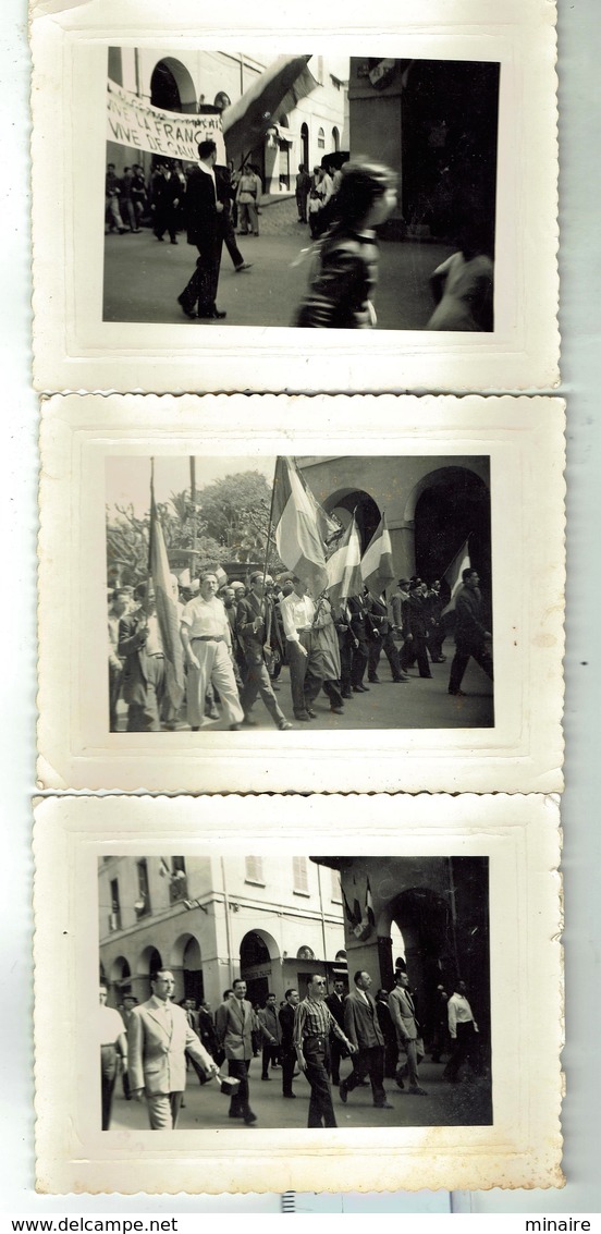 PHILIPPEVILLE / SKIKDA- Rue Nationale -  Manifestation Le 18 Mai 1958 -3 Photos Originales Format 8x10 - Skikda (Philippeville)