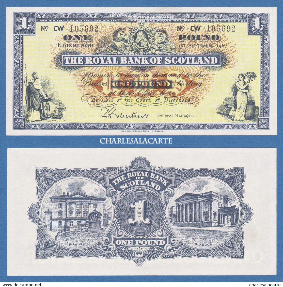 1967 G.B. ROYAL BANK OF SCOTLAND  £1  KRAUSE 325b SUPERB ALMOST UNC. CONDITION - 1 Pond