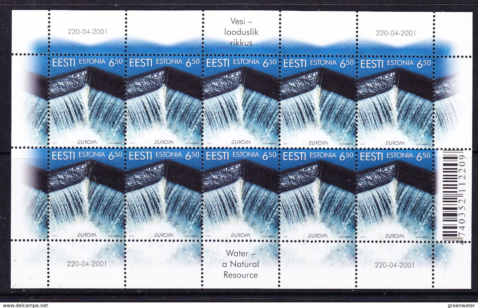 Europa Cept 2001 Estonia 1v Sheetlet ** Mnh (41824) - 2001