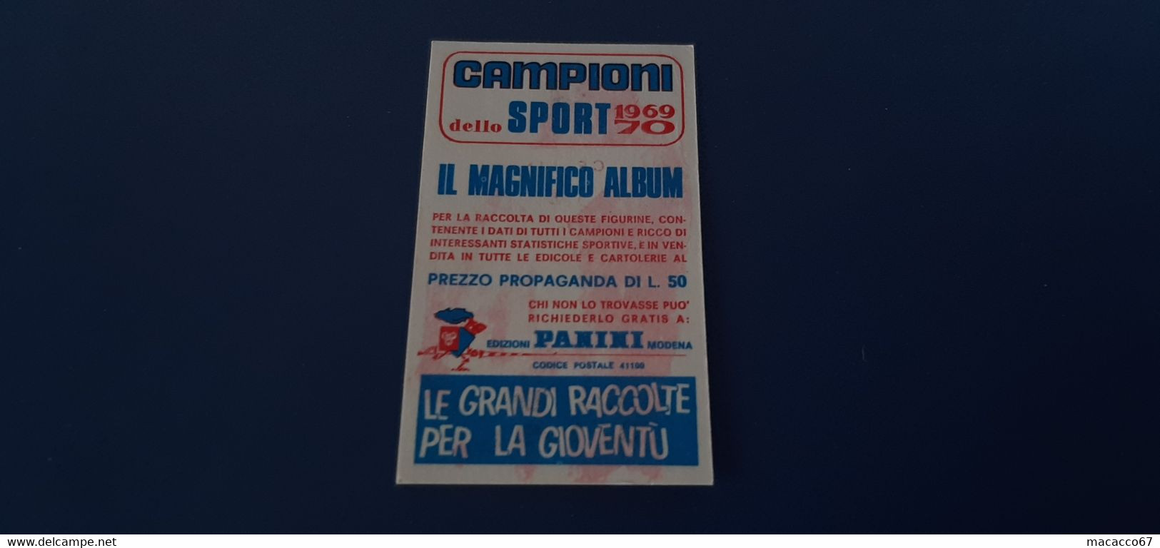 Figurina Panini Campioni Dello Sport 1969 - 383 Claudio De Tassis - Edizione Italiana