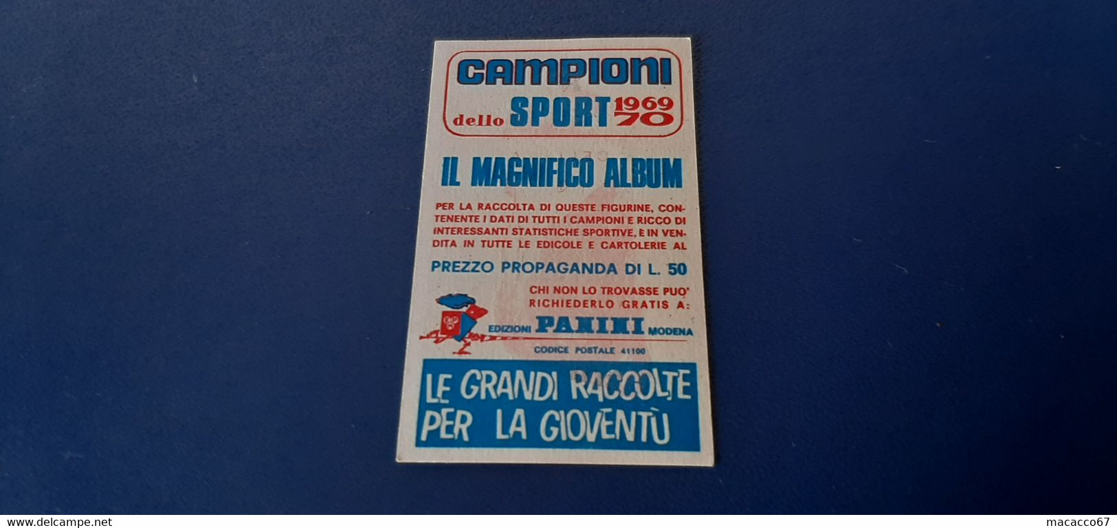 Figurina Panini Campioni Dello Sport 1969 - 404 Romano Garagnani - Edizione Italiana