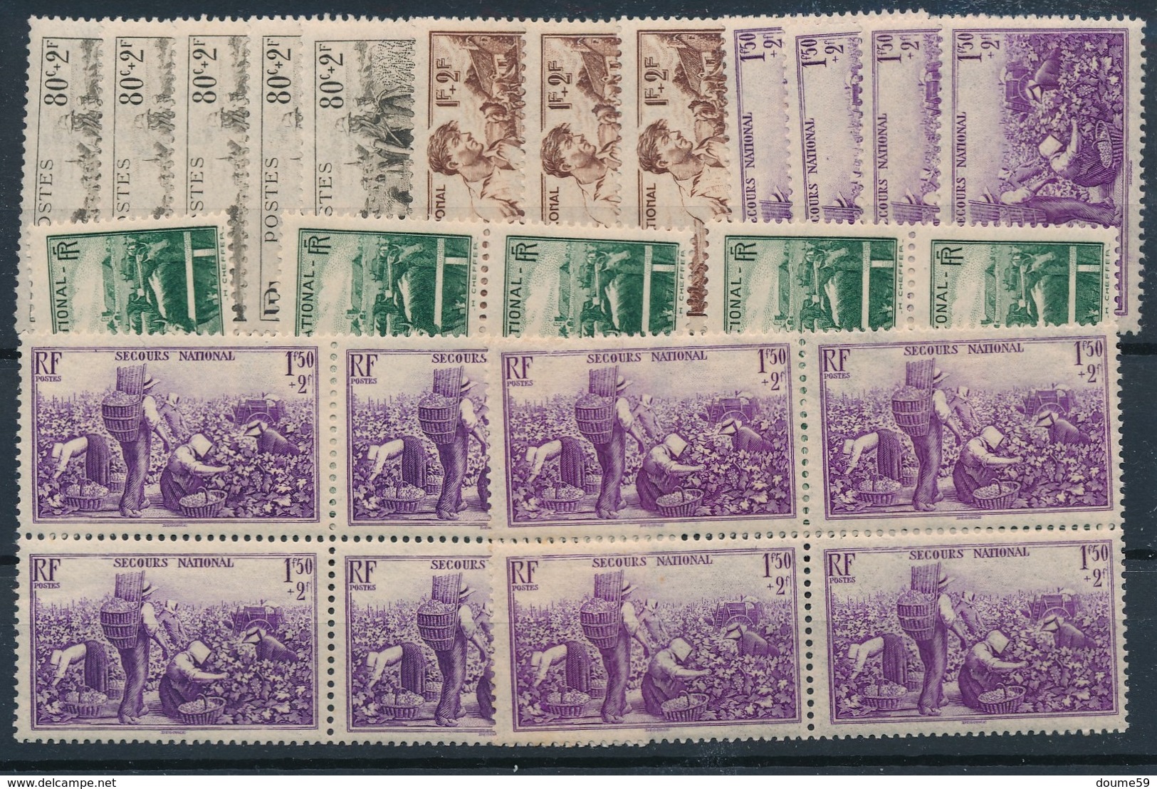 CK-296: FRANCE: Lot**  Avec N°466(5)-467(3)-468(4 + 2 Blocs De 4)-469(5) - Unused Stamps