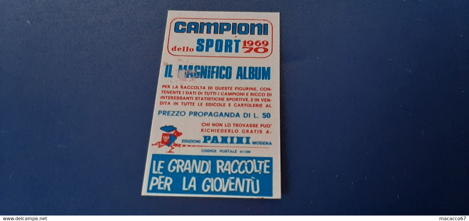 Figurina Panini Campioni Dello Sport 1969 - 415 Giancarlo Morresi - Edizione Italiana