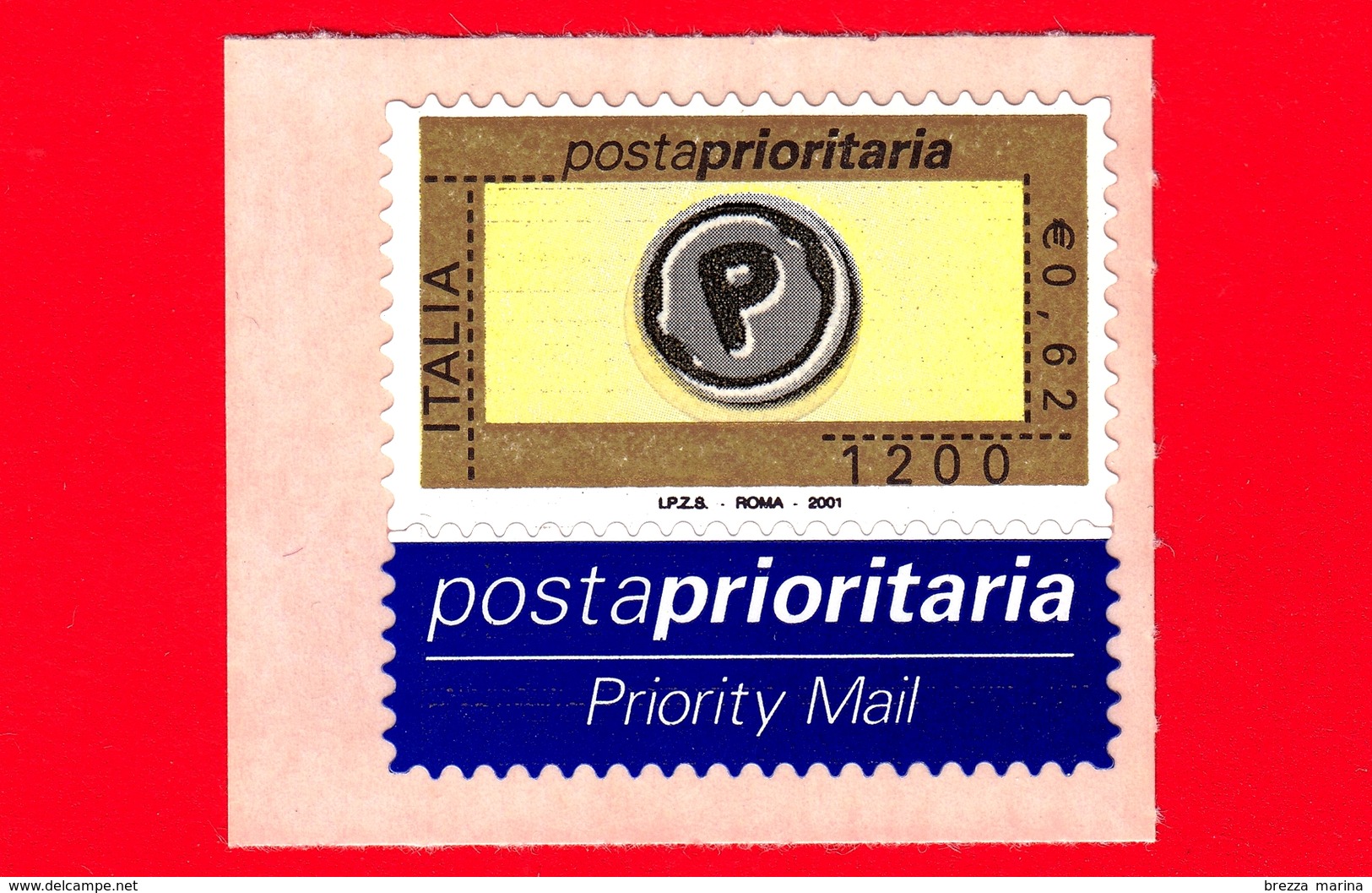 Nuovo - MNH - ITALIA - 2001 - Posta Prioritaria - Impronta Della Lettera P - 1200 L. - 0,62 - 2001-10:  Nuovi