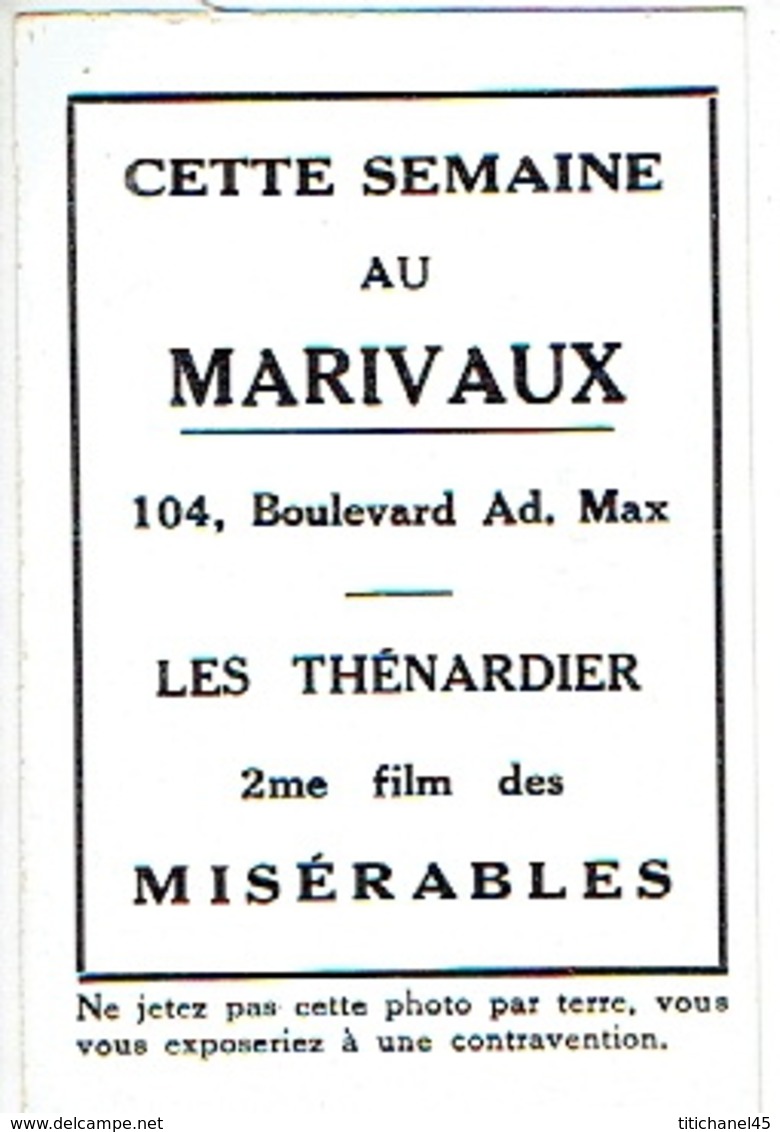1934 Cinema - Cartelette Publicitaire - Format 9x6 Cm - LES THENARDIER 2ème Film Des MISERABLES Avec Josseline GAEL - Acteurs