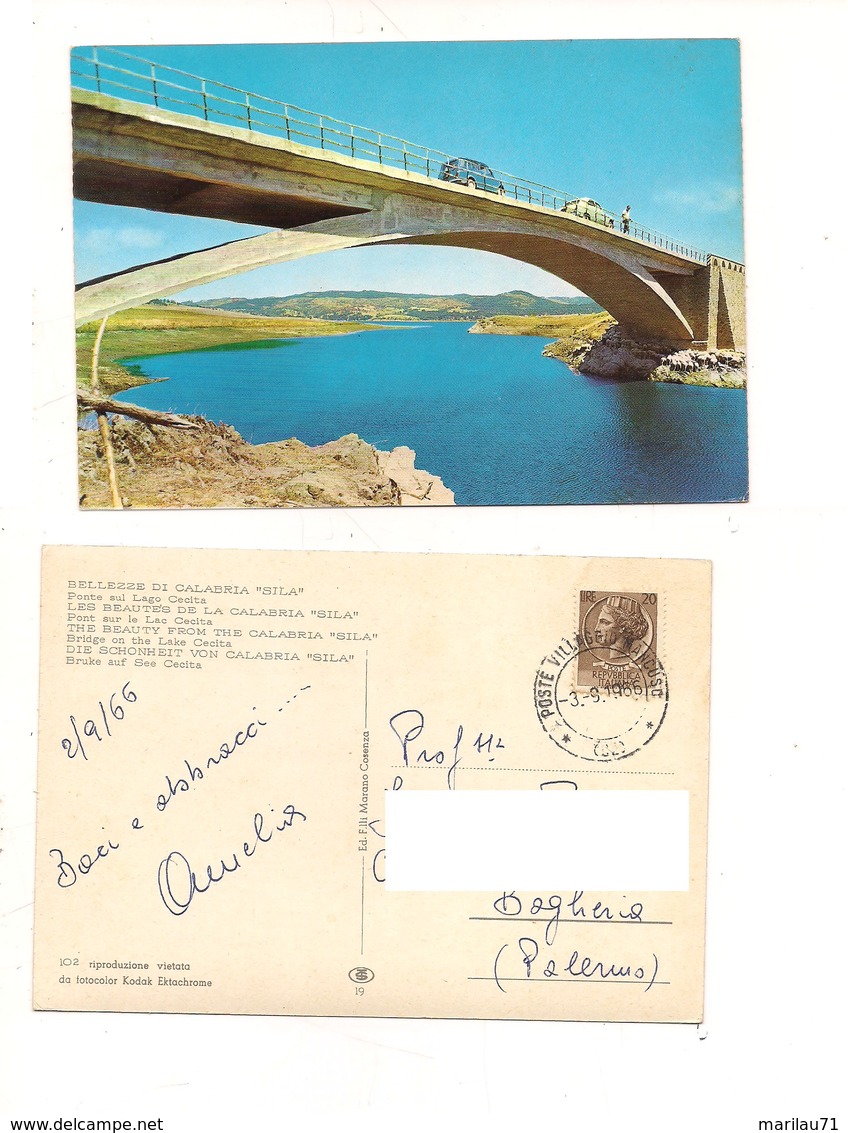 M7876 CALABRIA Sila Ponte Lago Cecita 1966 VIAGGIATA Annullo Poste Villaggio Mancuso - Altri & Non Classificati