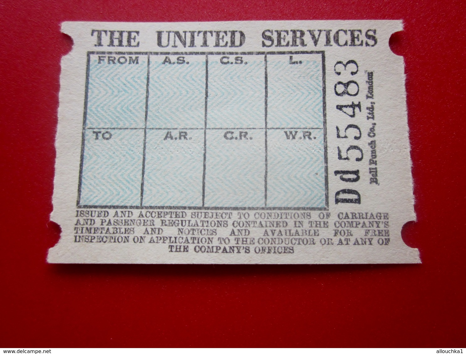 TRANSPORT UNITED SERVICES (California Transport Compa-Titre De Transport Billet Ticket-Tramway,Bus,Autobus,Railway,Métro - Wereld