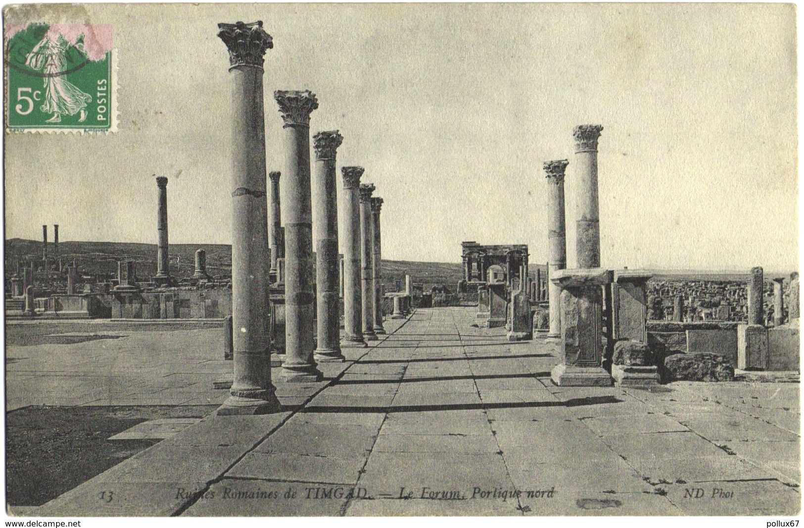 LOT 2 CPA DE TIMGAD  (ALGERIE)  VUE D'ENSEMBLE DES RUINES, PRISE DU HAUT DU THEÂTRE. LE FORUM, PORTIQUE NORD - Autres & Non Classés