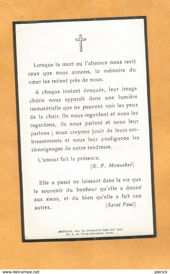 GENEALOGIE FAIRE PART DECES  LOUISE PARTIOT  SAINTE-CLAIRE DEVILLE 1941 - Décès