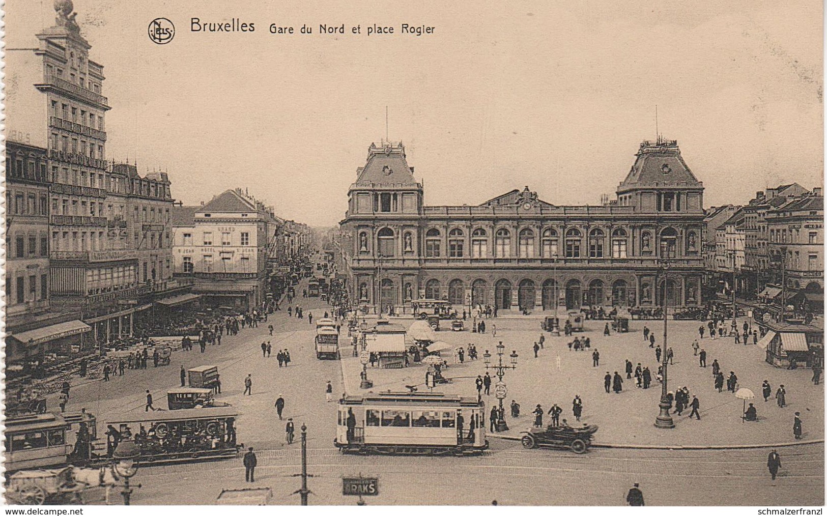 CPA - AK Bruxelles Brüssel Gare Du Nord Place Rogier Bahnhof Railway Station Tram Grand Palace Hotel Belgique Belgien - Public Transport (surface)