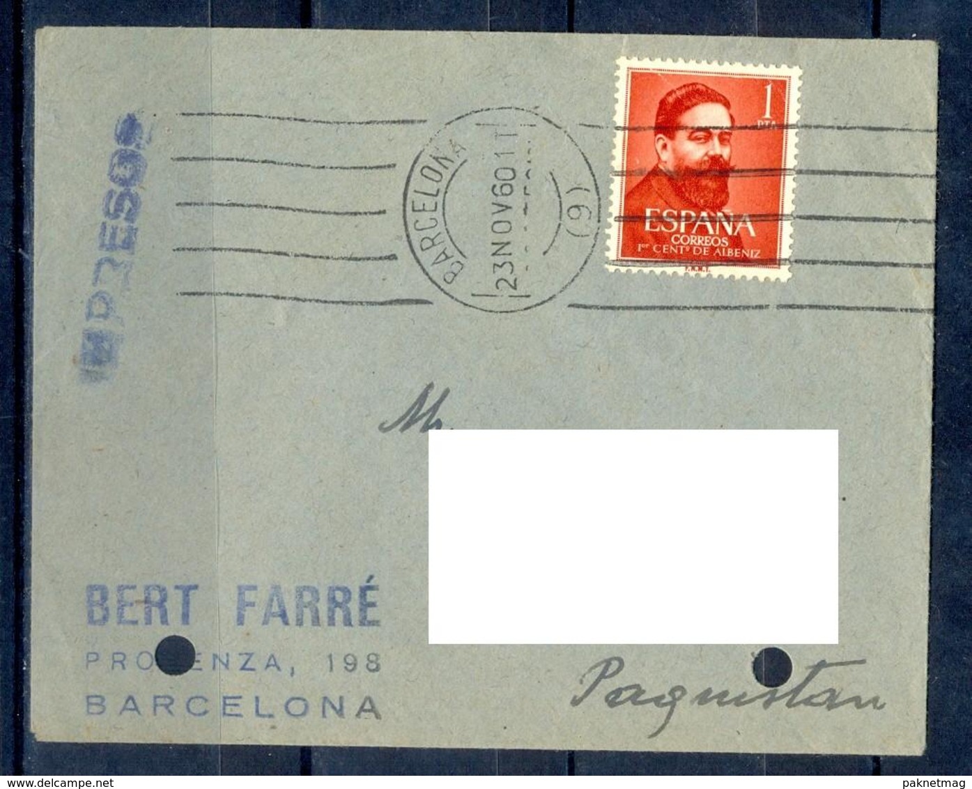 X141- Postal Used Cover. Posted From Espana Spane To Pakistan. Famous People. - Other & Unclassified