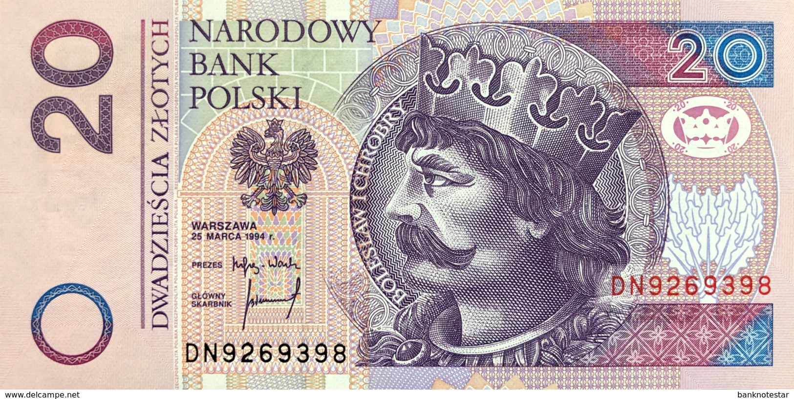 Poland 20 Zlotych, P-174a (25.3.1994) - UNC - Polen