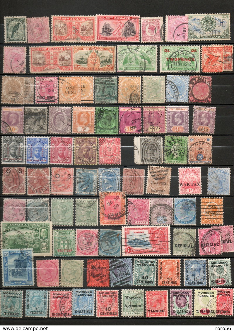 Timbres du monde-Grande-Bretagne et ses Colonies bien représentées-Des centaines de TP beaucoup avant 1920-Forte Cote.