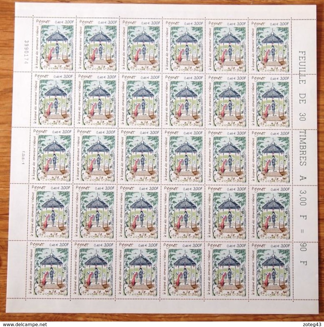 FRANCE 2000 FEUILLE COMPLETE DE 30 TIMBRES** YVERT TELLIER N° 3359 PEYNET - Volledige Vellen