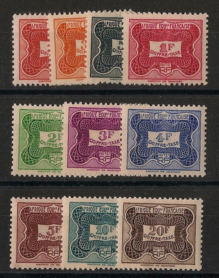 AEF - 1947 - Taxe TT N°Yv. 12 à 21 - Série Complète - Neuf Luxe ** / MNH / Postfrisch - Neufs