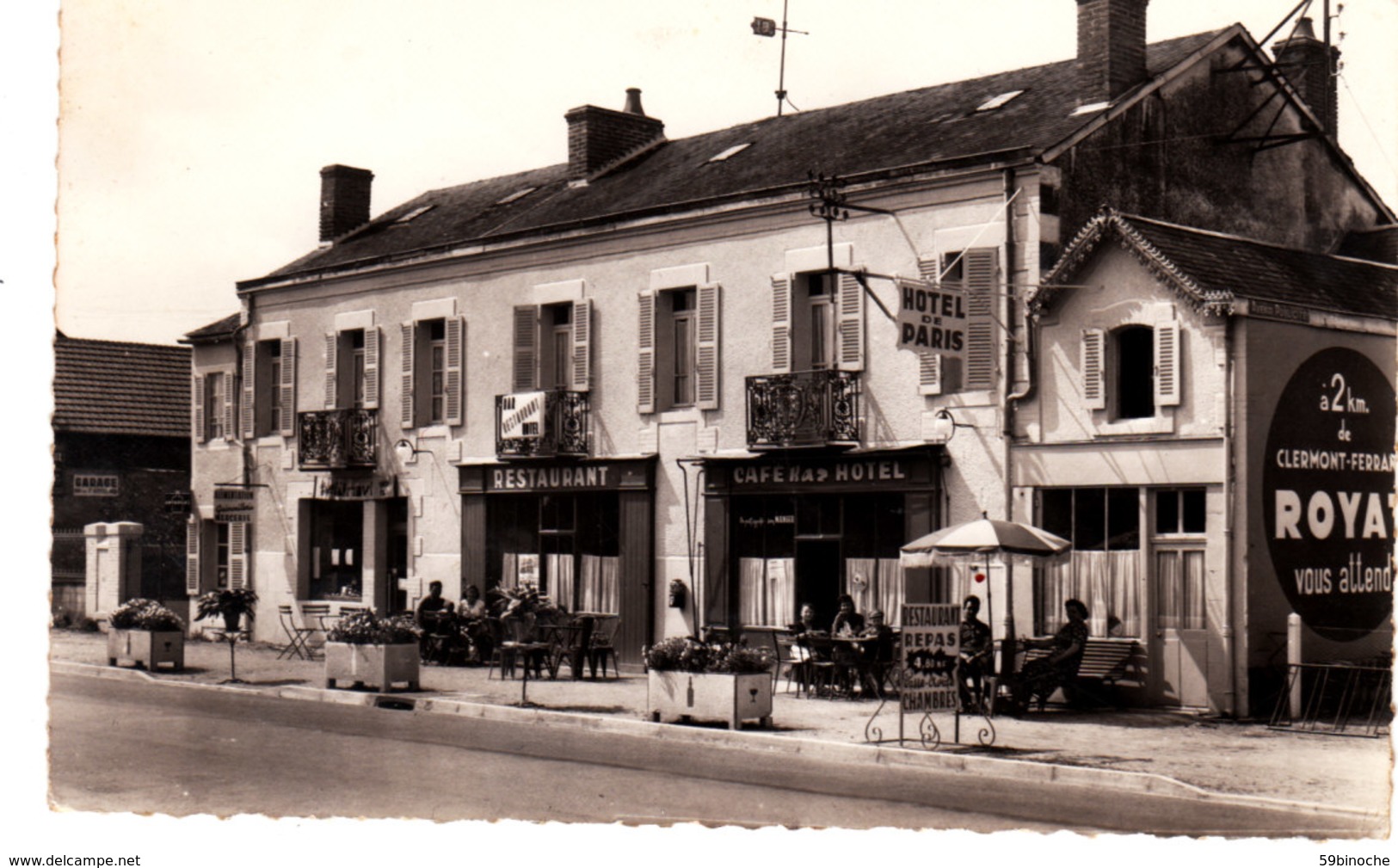 Villeneuve Sur Allier." Hôtel De Paris" Restaurant. Publicité Pour Royat. - Sonstige & Ohne Zuordnung