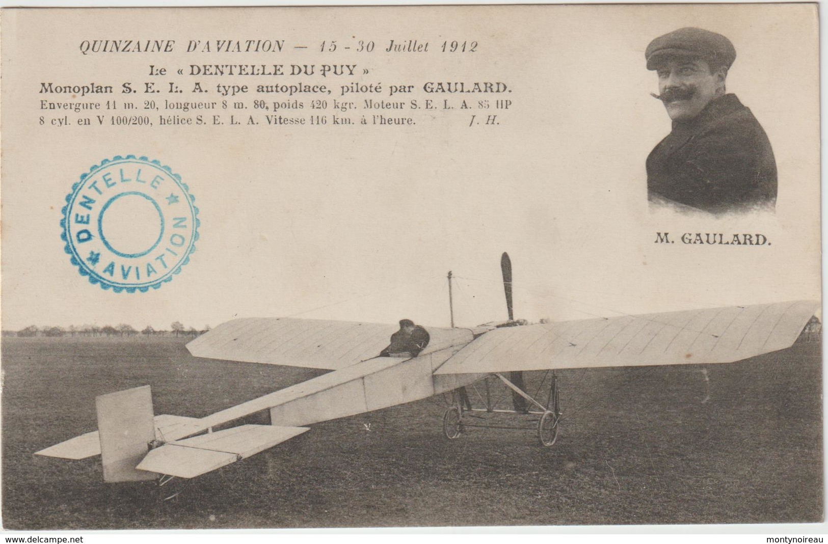 DAV :  Avion : Le " Dentelle  Du  Puy " Pioté Par  Gaulard , Monoplan - Autres & Non Classés