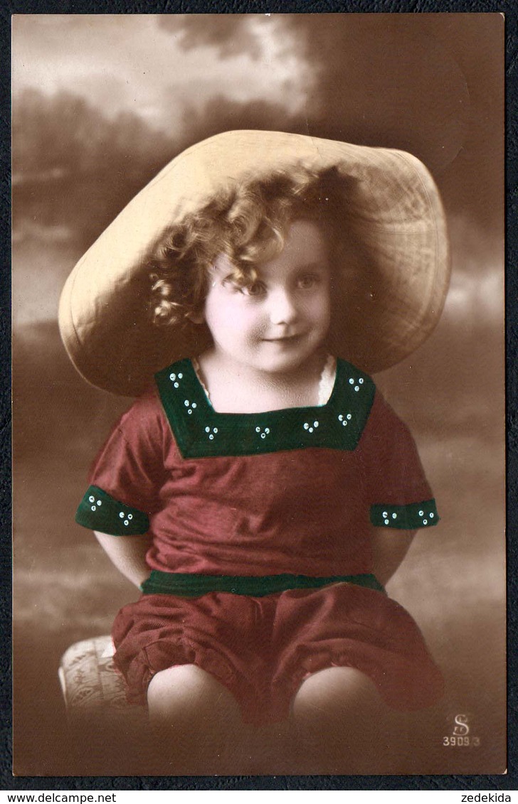 7340 - Kleines Hübsches Mädchen Mit Locken Und Hut - Coloriert - Pretty Young Girl - Gittersee Feldpost - Retratos