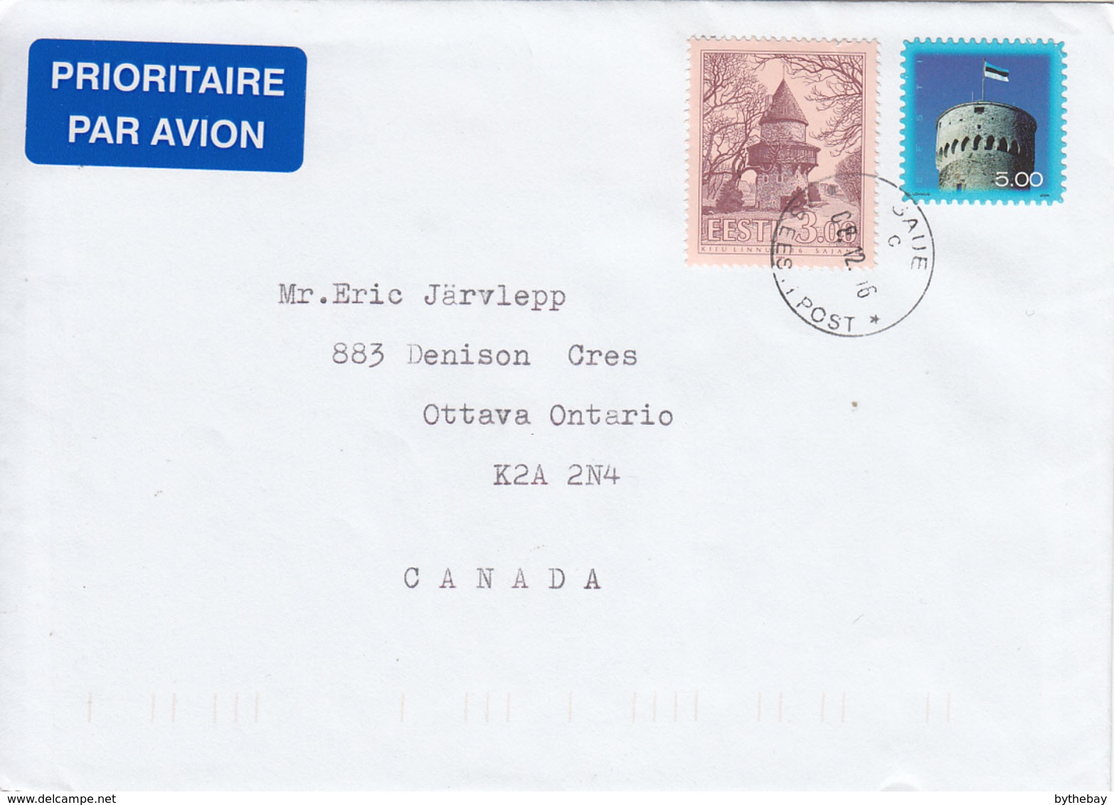 Estonia To Canada 2006 Sc #250 3k Monk's Towere, Kiiu, #505 5k Pikk Hermann Tower Posted Saue - Estonie