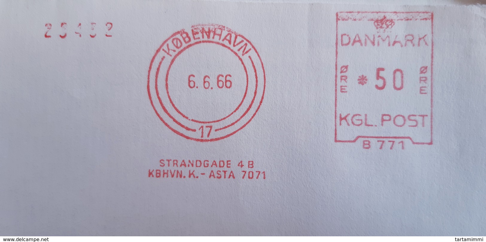 EMA METER STAMP DANMARK KØPENHAVN 1966 - SPECIAL DATE 6.6.66 - Franking Machines (EMA)