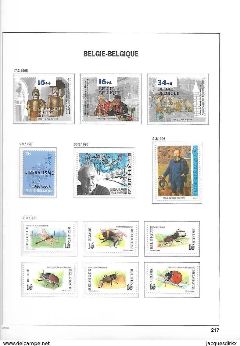 Belgie   .   10  pagina's met zegels     .        **    postfris   .   /  .   neuf SANS charniere