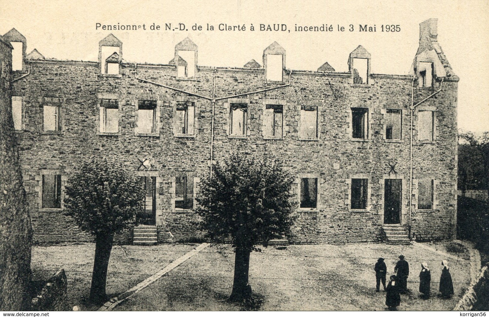 BAUD ****PENSIONNAT INCENDIE LE 03 MAI 1935 **** OFFRANDES A MR VAILLANT **** - Baud