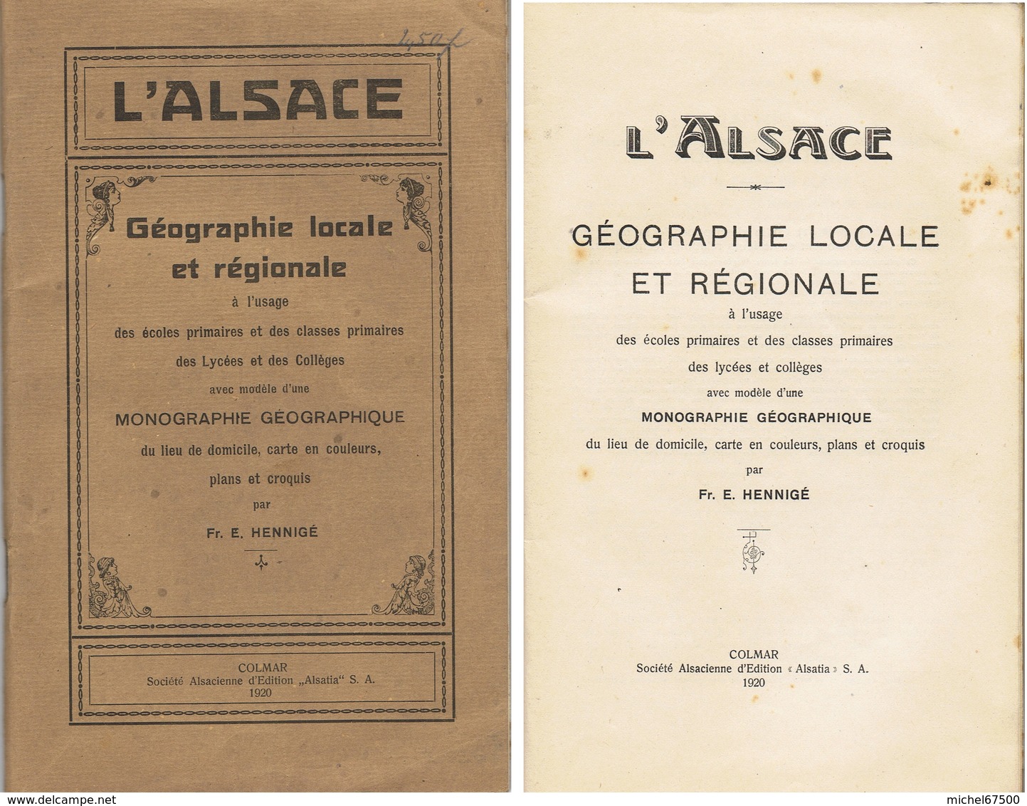 HENNIGE Fr. E. : L'Alsace Géographie Locale Et Régionale - 6-12 Ans