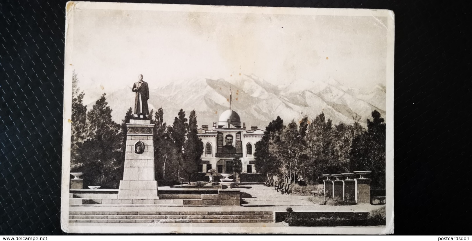 Kyrgyzstan, Bishkek Frunze Stalin Monument  - OLD USSR PC  1947 - Kirgisistan