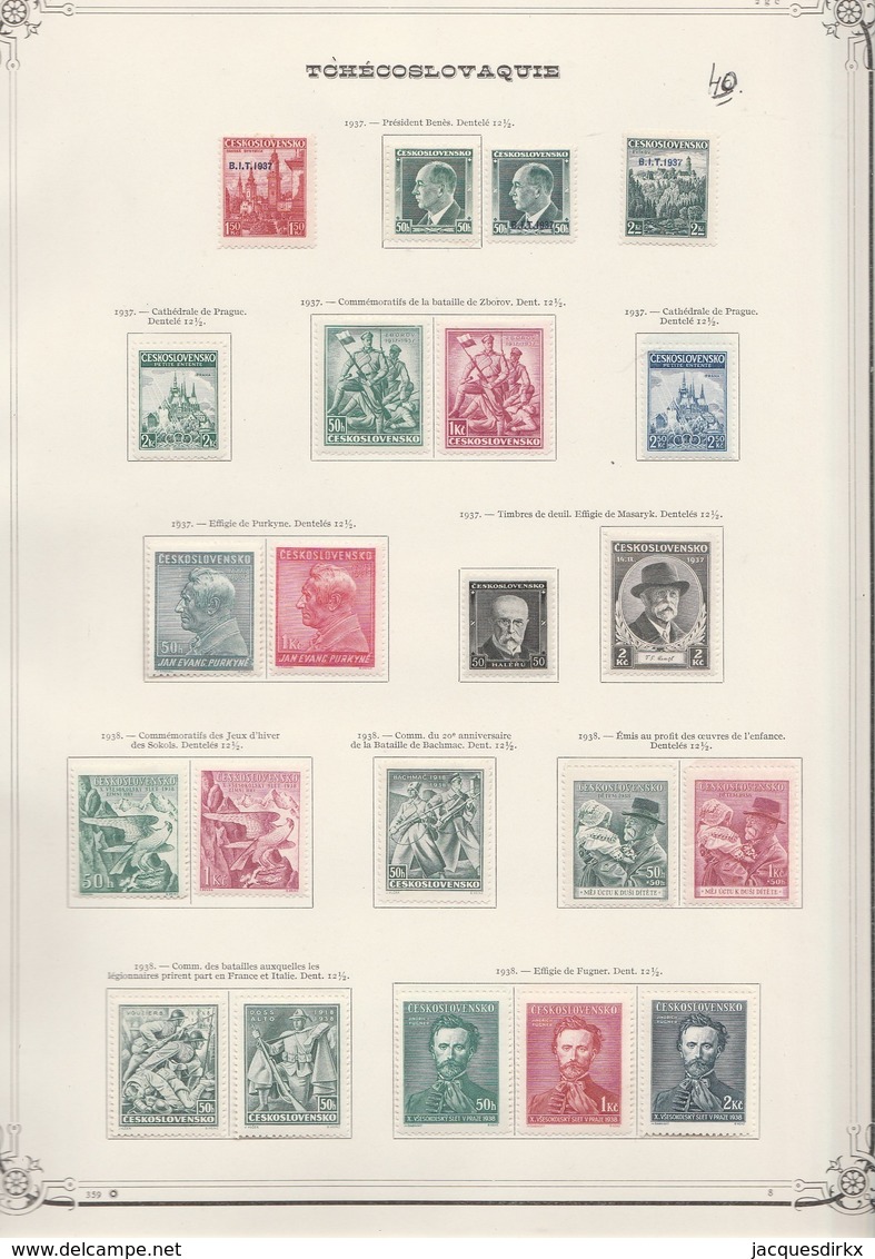 Tsjechoslowakije  .  4 Pages With Stamps       .   *       .    Mainly Mint-hinged - Neufs