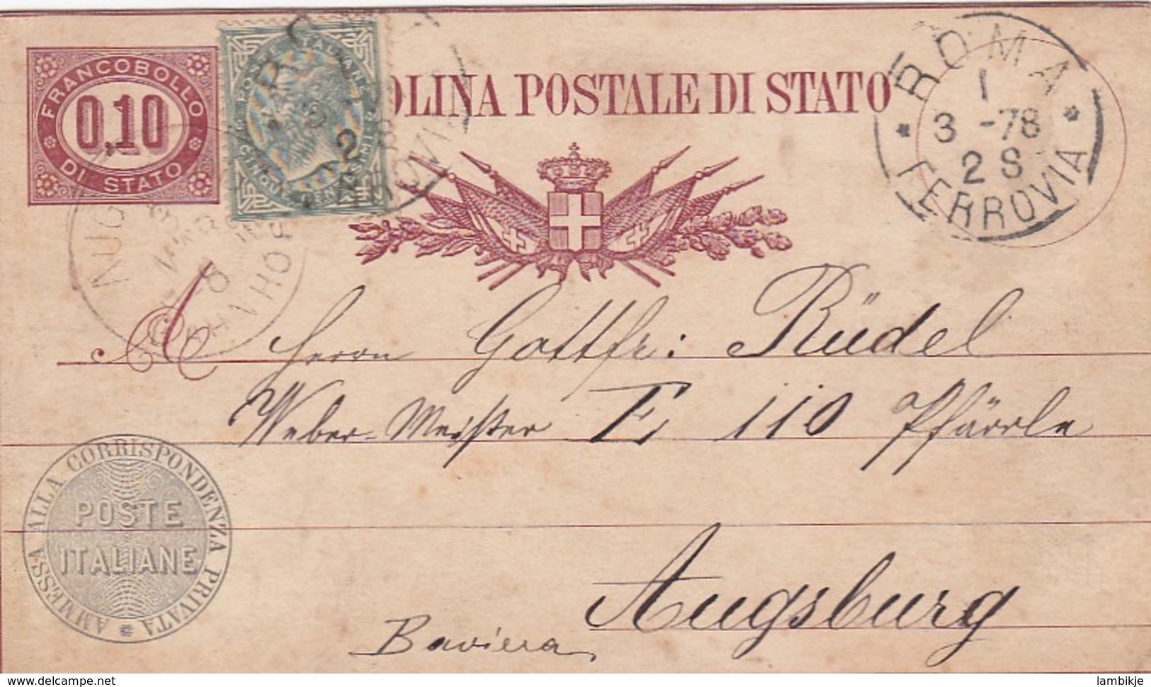 Italy Postcard 1878 - Macchine Per Obliterare (EMA)