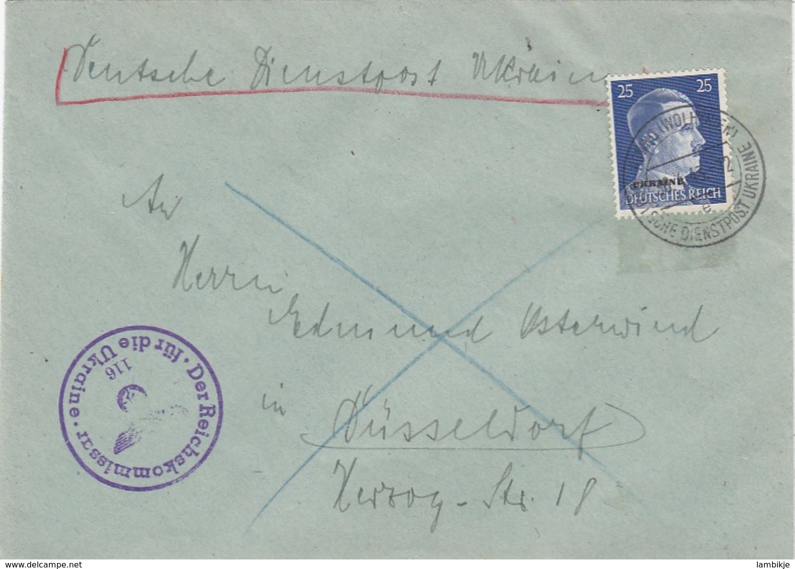 Deutsches Reich Ukraine Brief 1943 - Besetzungen 1938-45