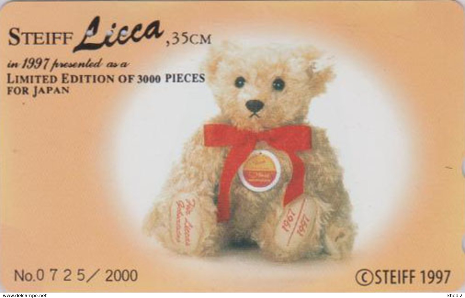 Rare TC Japon / 110-011 - Jouet - OURS NOUNOURS - STEIFF TEDDY BEAR * GERMANY Rel. ** Japan Phonecard 2000 EX - 700 - Jeux