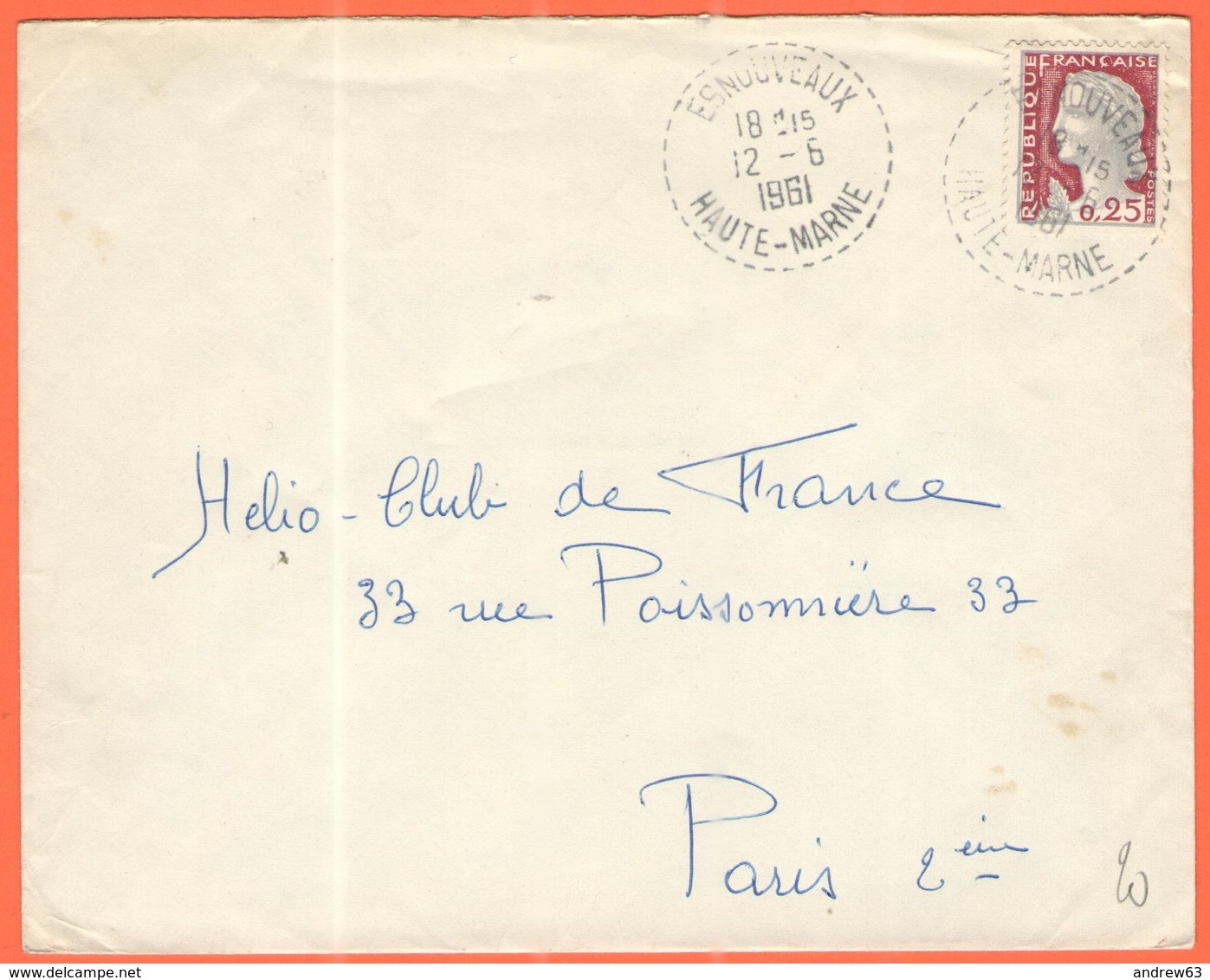 FRANCIA - France - 1961 - 0,25 Marianne De Decaris - Viaggiata Da Esnouveaux Per Paris - 1960 Marianne (Decaris)