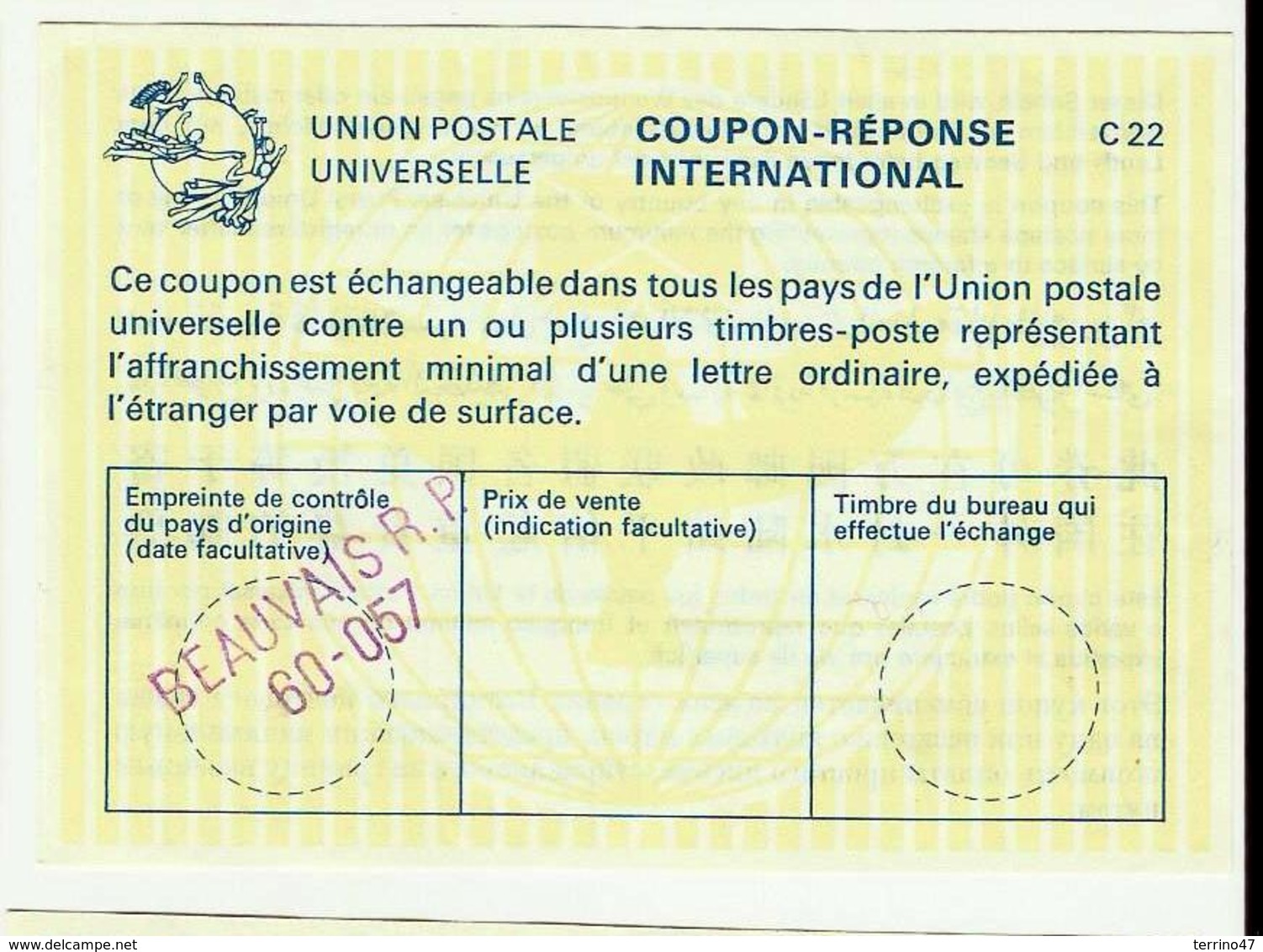 COUPON REPONSE INTERNATIONAL  C22  Beauvais - Coupons-réponse