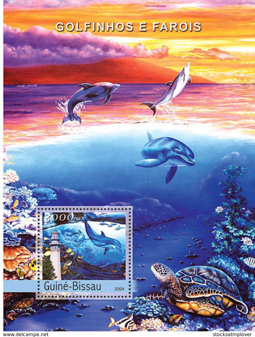 Guinea Bissau 2004  Dolphins & Lighthouses  ,fauna - Guinea-Bissau