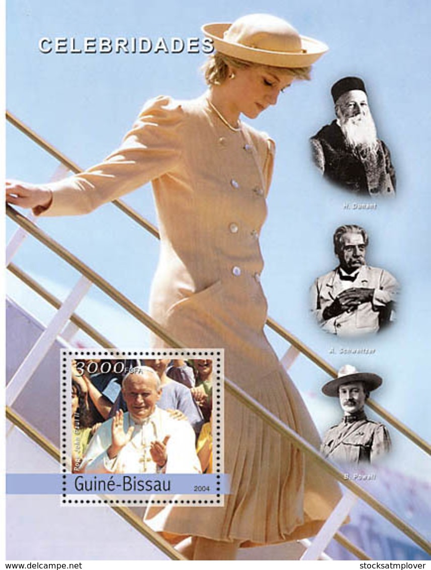 Guinea Bissau 2004  Pope John Paul II ,Diana,Dunant, Schweitzer - Guinea-Bissau