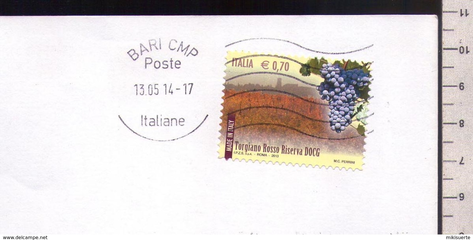 C3356 Storia Postale Emissione 2013 MADE IN ITALY VINI DOCG TORGIANO ROSSO ISOLATO Euro 0.70 - 2011-20: Storia Postale