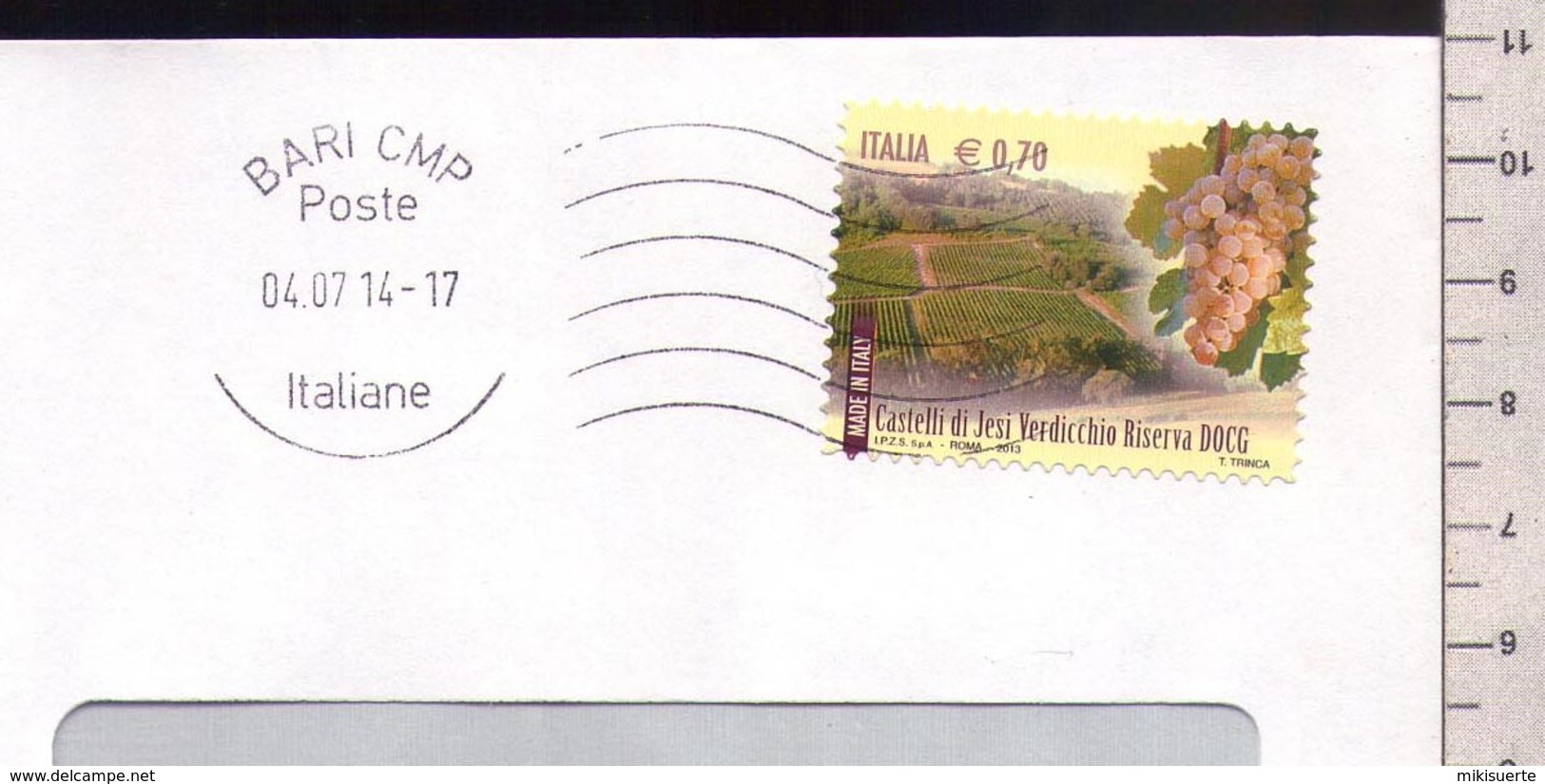 C3357 Storia Postale Emissione 2013 MADE IN ITALY VINI DOCG CASTELLI DI JESI VERDICCHIO ISOLATO Euro 0.70 - 2011-20: Marcophilie