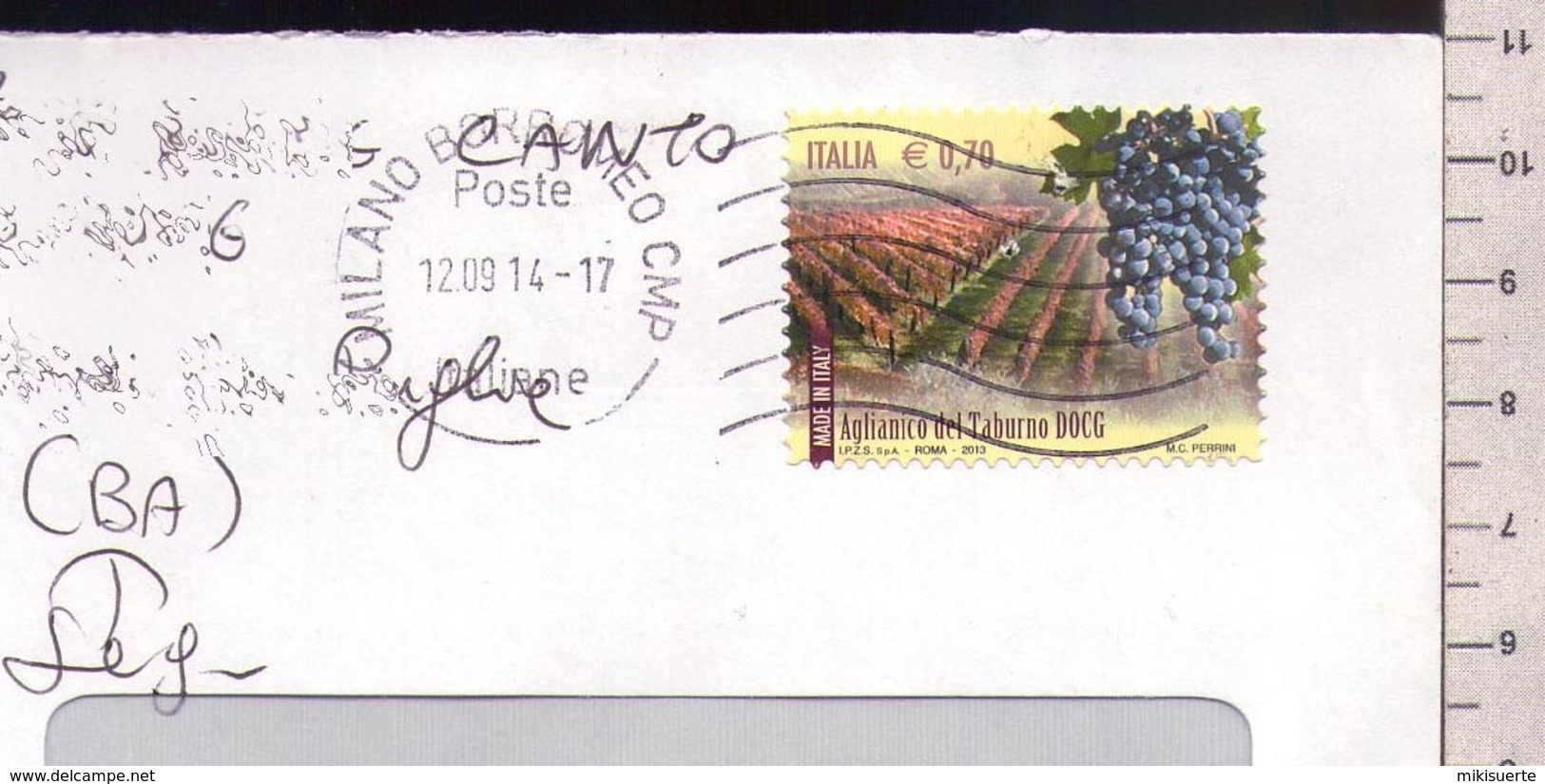 C3359 Storia Postale Emissione 2013 MADE IN ITALY VINI DOCG AGLIANICO DEL TABURNO ISOLATO Euro 0.70 - 2011-20: Storia Postale