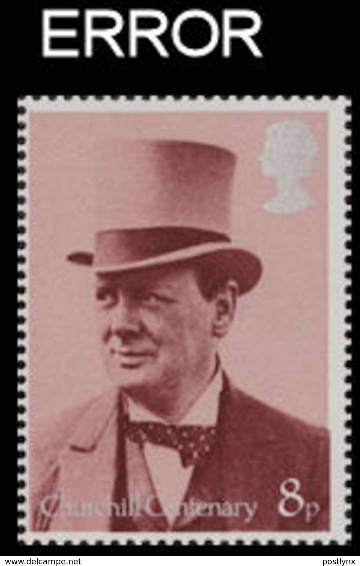 GREAT BRITAIN 1974 Prime Minister Sir Winston Churchill 8p ERROR:very Thick Pp GB - Variétés, Erreurs & Curiosités