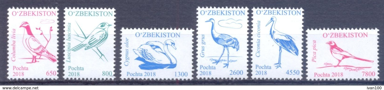2018. Uzbekistan, Definitives, Birds, Issues IV-V, 6v, Mint/** - Oezbekistan