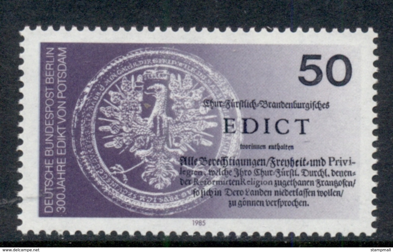 Germany Berlin 1985 Edict Of Potsdam MUH - Other & Unclassified