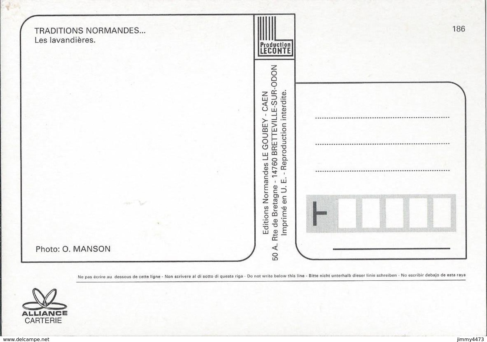 CPM - Les Lavandières - TRADITIONS NORMANDES - Edit. EMY - LE GOUBEY - Photo O. MANSON - Scans Recto-Verso - Artisanat