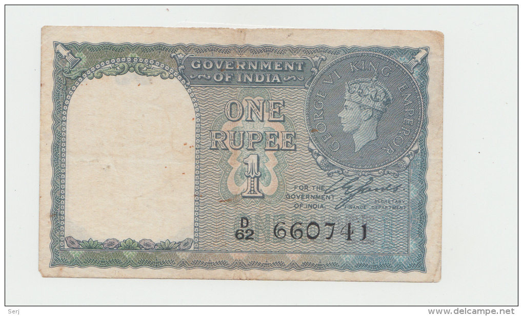 India 1 Rupee 1940 AVF+ Banknote (No Pinholes) KGVI Pick 25a 25 A - Inde